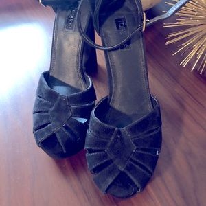 Retro Topshop black suede platforms